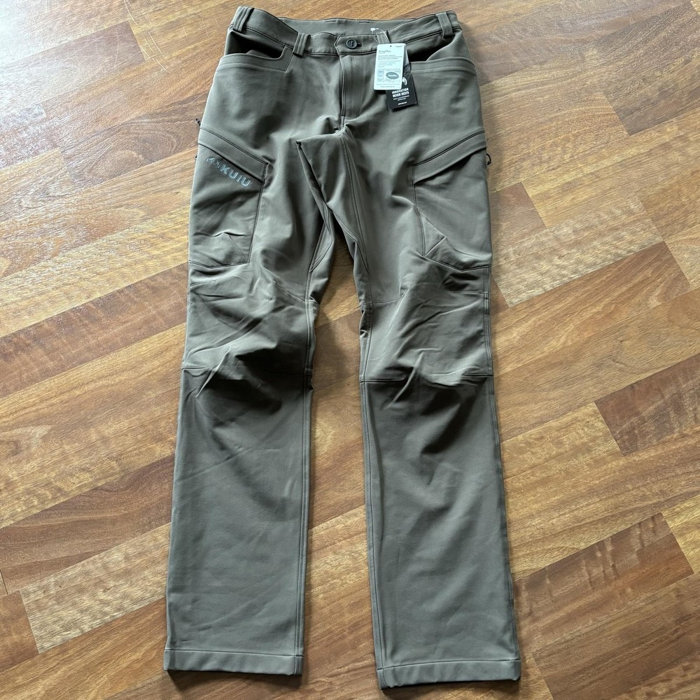 KUIU Attack Pants Mens 34x36 Brown Softshell Hiking Hunting Zip Pockets